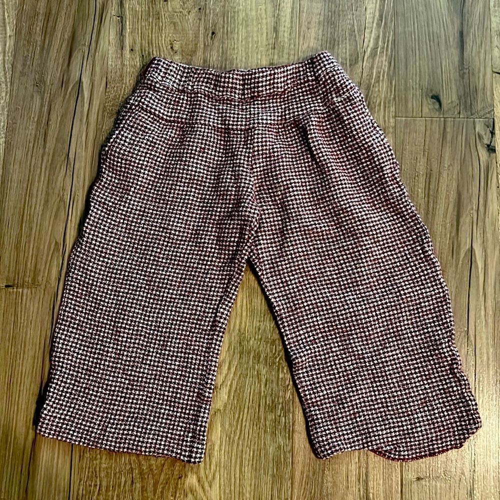Zara Girls Burgundy/Gray soft wool pants size 6